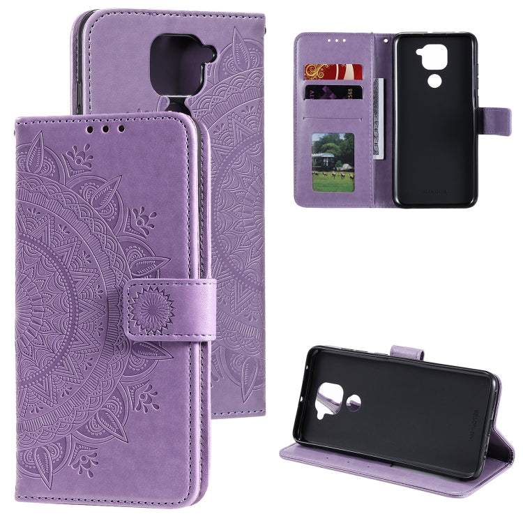 For Xiaomi Redmi Note 9 Totem Flower Embossed Horizontal Flip TPU + PU Leather Case with Holder & Card Slots & Wallet