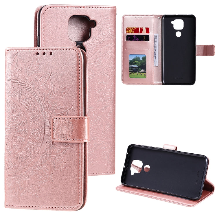For Xiaomi Redmi Note 9 Totem Flower Embossed Horizontal Flip TPU + PU Leather Case with Holder & Card Slots & Wallet
