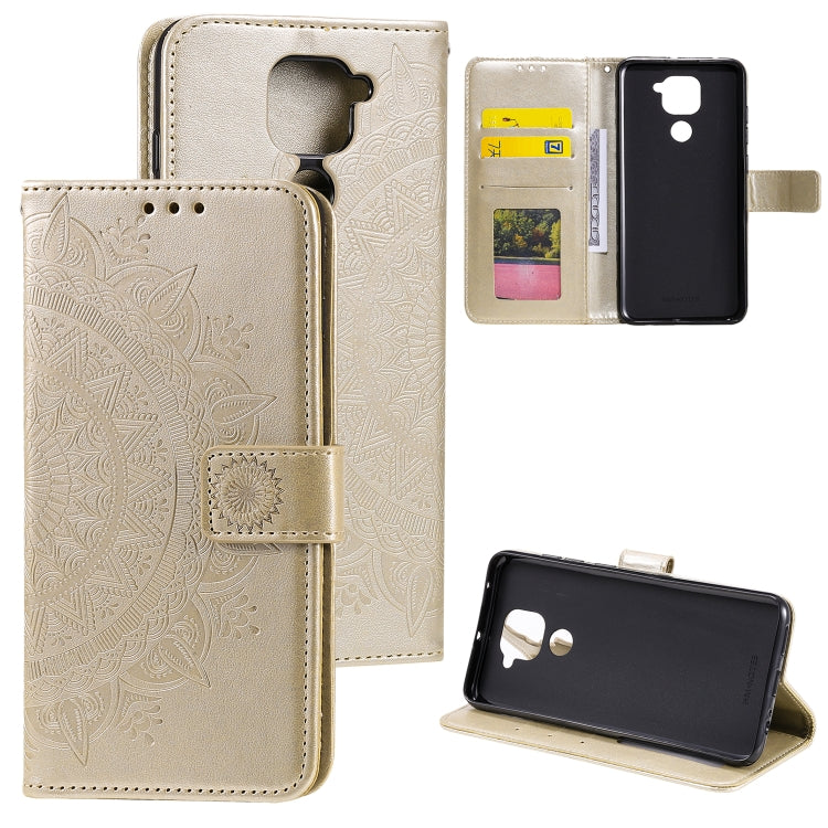 For Xiaomi Redmi Note 9 Totem Flower Embossed Horizontal Flip TPU + PU Leather Case with Holder & Card Slots & Wallet