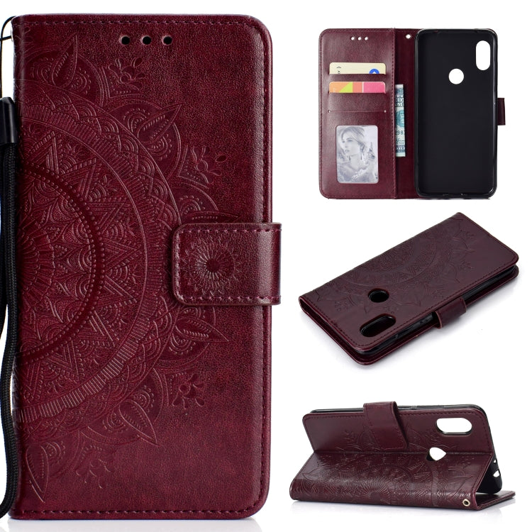 For Xiaomi Redmi Note 7 Totem Flower Embossed Horizontal Flip TPU + PU Leather Case with Holder & Card Slots & Wallet