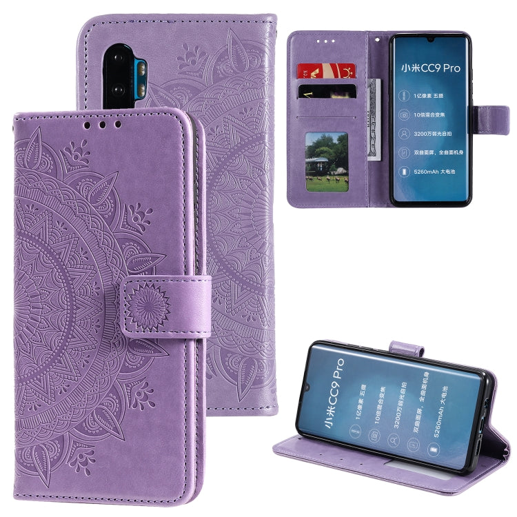 For Xiaomi Mi Note 10 Totem Flower Embossed Horizontal Flip TPU + PU Leather Case with Holder & Card Slots & Wallet