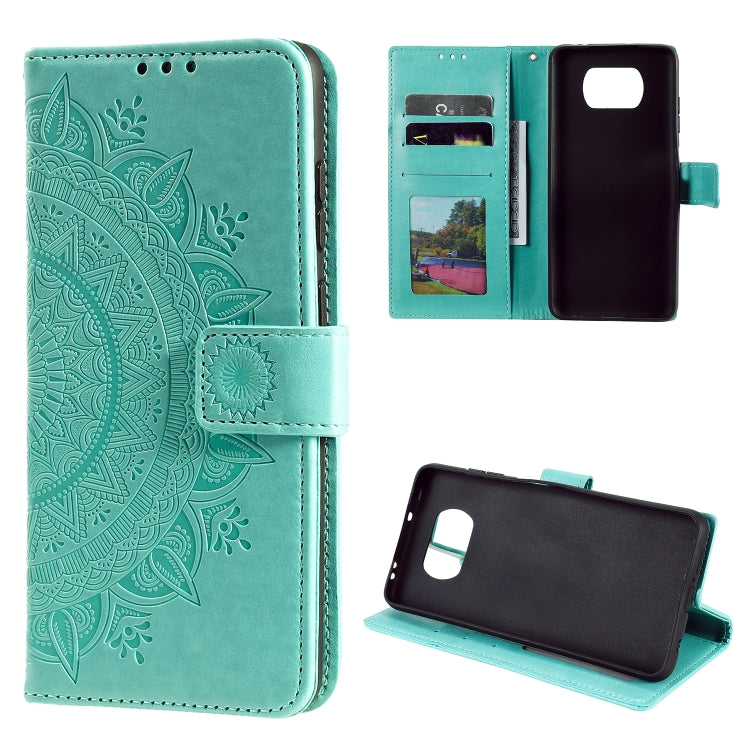 For Xiaomi Poco X3 Totem Flower Embossed Horizontal Flip TPU + PU Leather Case with Holder & Card Slots & Wallet