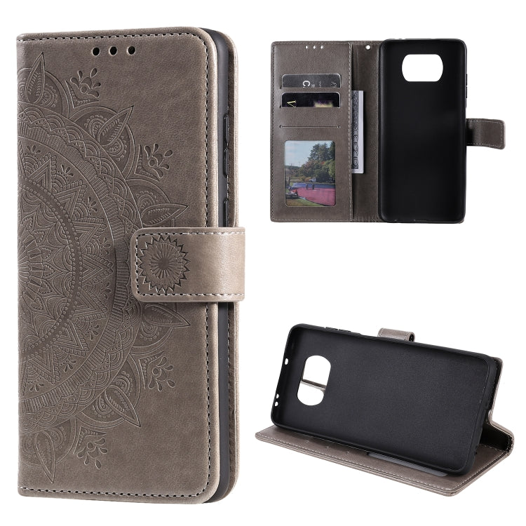 For Xiaomi Poco X3 Totem Flower Embossed Horizontal Flip TPU + PU Leather Case with Holder & Card Slots & Wallet