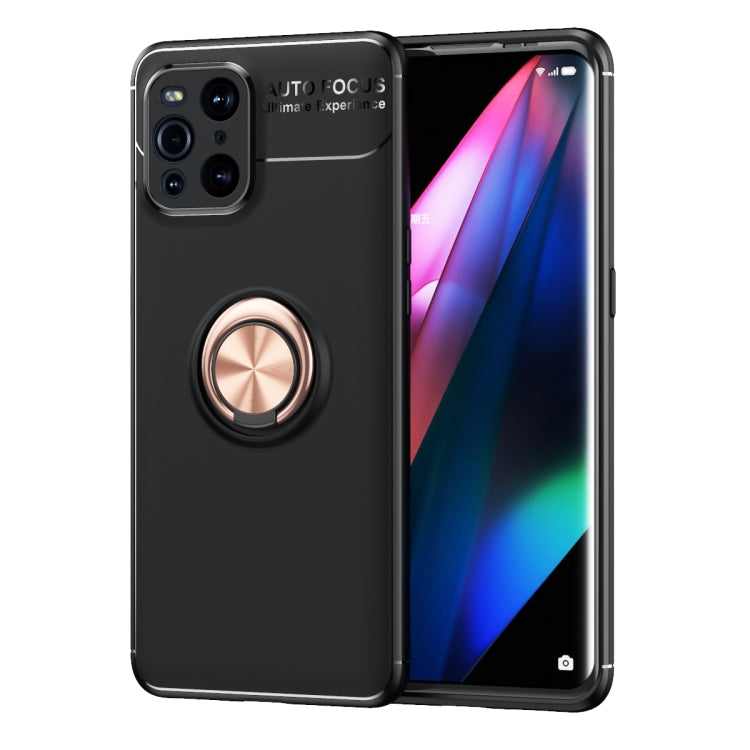 For OPPO Find X3 Metal Ring Holder 360 Degree Rotating TPU Case