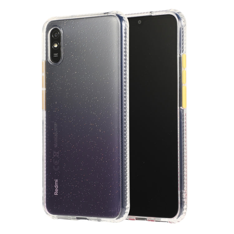 For Xiaomi Redmi 9A Gradient Shockproof TPU + Acrylic Case with Detachable Buttons
