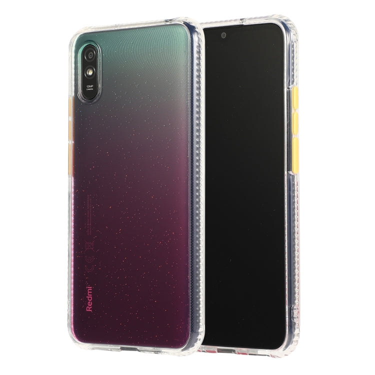 For Xiaomi Redmi 9A Gradient Shockproof TPU + Acrylic Case with Detachable Buttons