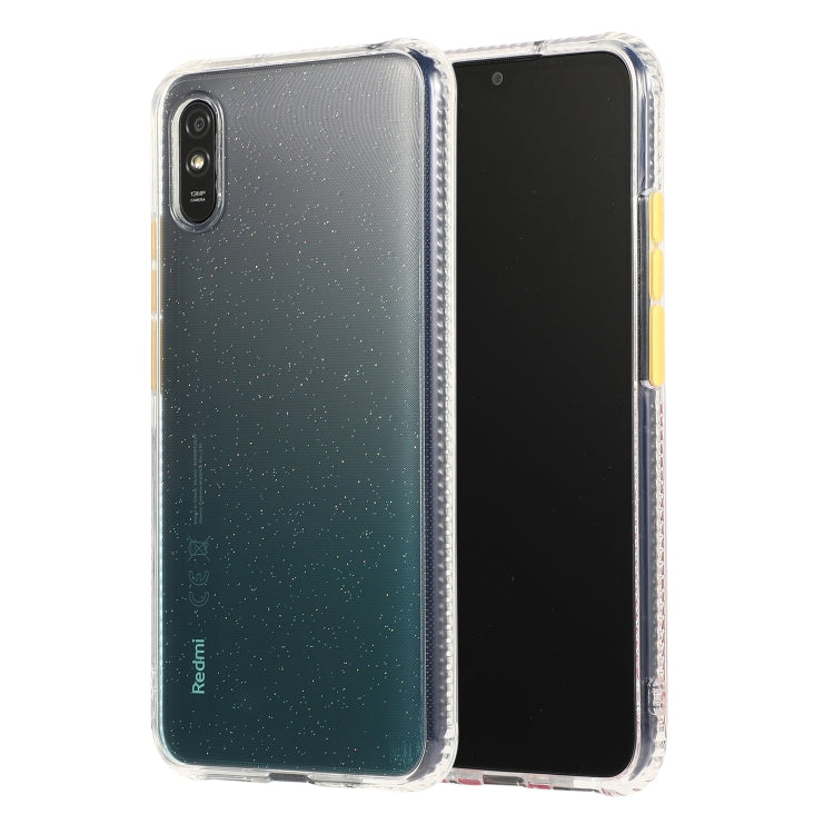 For Xiaomi Redmi 9A Gradient Shockproof TPU + Acrylic Case with Detachable Buttons