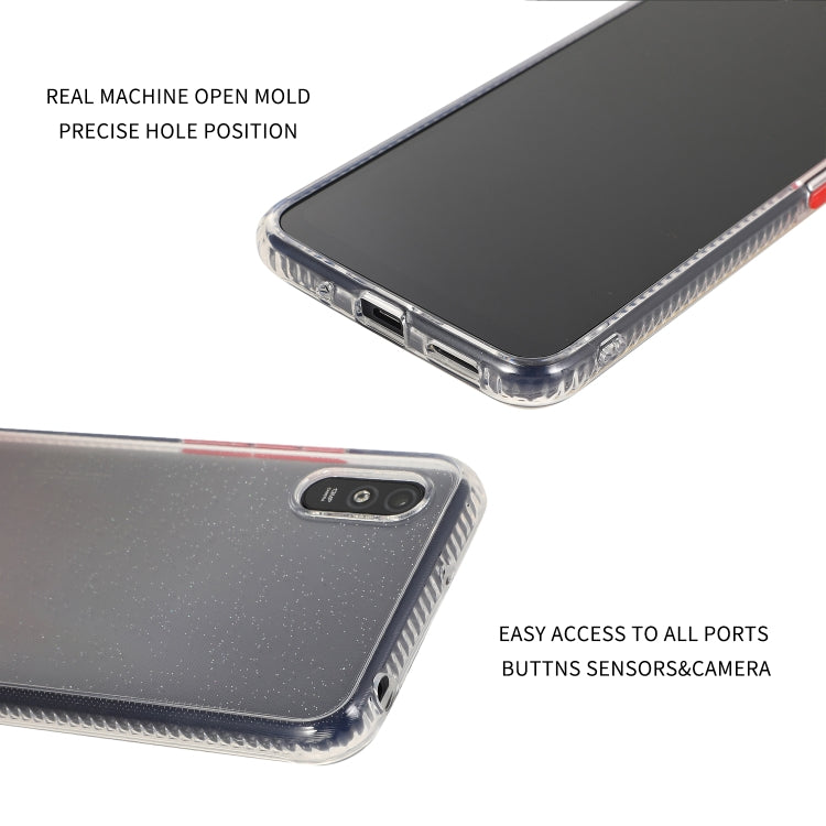 For Xiaomi Redmi 9A Gradient Shockproof TPU + Acrylic Case with Detachable Buttons