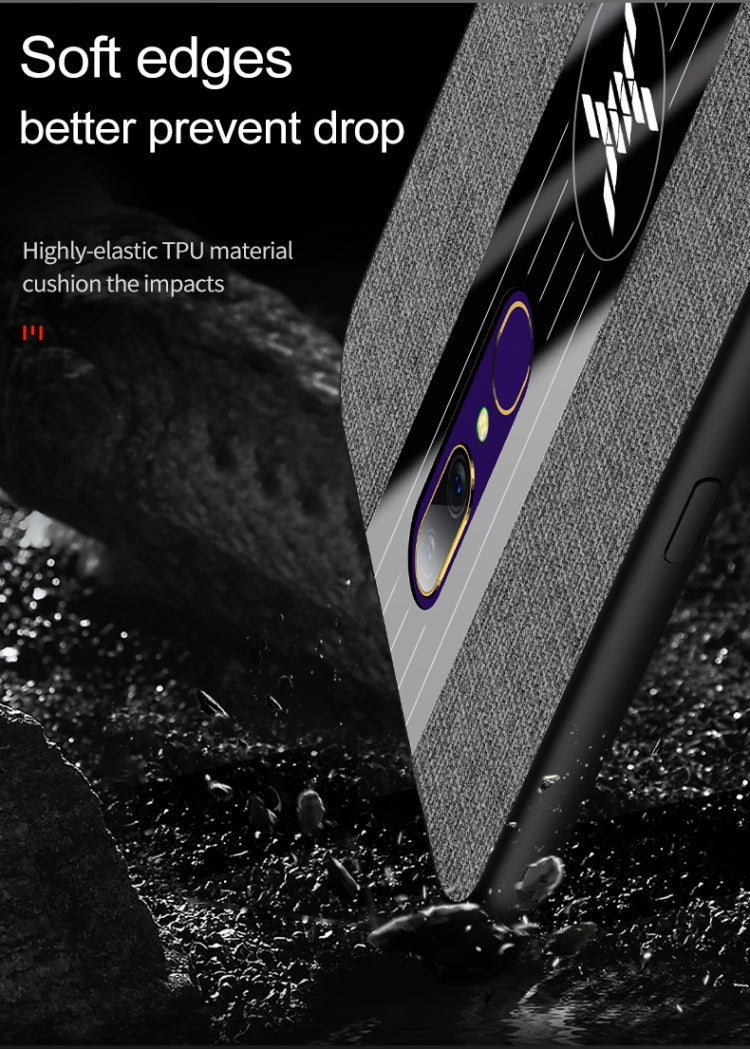 For OPPO A9 XINLI Stitching Cloth Textue Shockproof TPU Protective Case