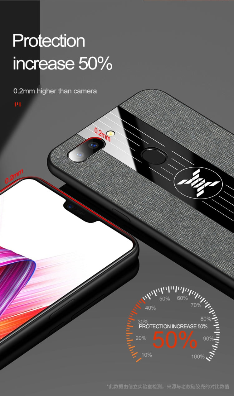For OPPO R15 Standard Edition XINLI Stitching Cloth Textue Shockproof TPU Protective Case