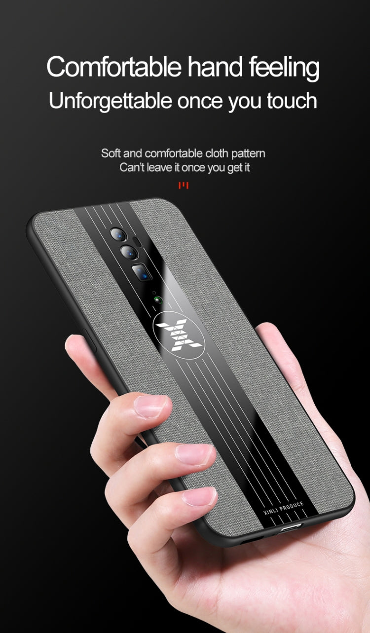 For OPPO Reno 10x Zoom XINLI Stitching Cloth Textue Shockproof TPU Protective Case