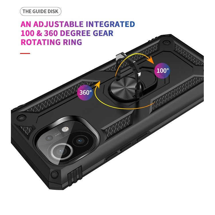 For Xiaomi Mi 11 Shockproof TPU + PC Protective Case with 360 Degree Rotating Holder