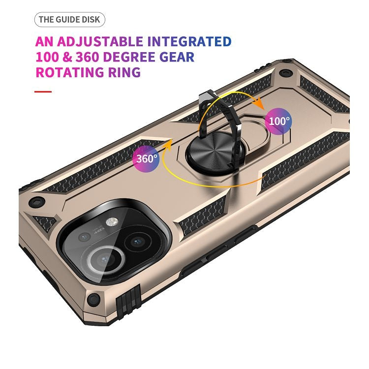 For Xiaomi Mi 11 Shockproof TPU + PC Protective Case with 360 Degree Rotating Holder
