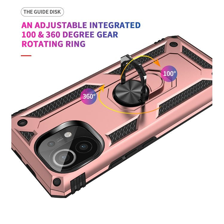 For Xiaomi Mi 11 Shockproof TPU + PC Protective Case with 360 Degree Rotating Holder