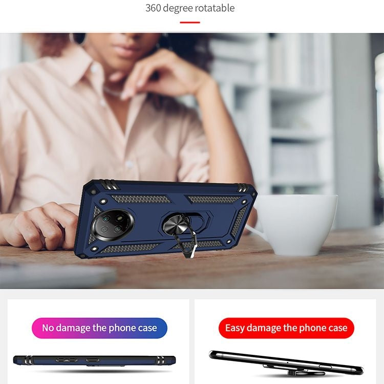 For Xiaomi Redmi Note 9 Shockproof TPU + PC Protective Case with 360 Degree Rotating Holder