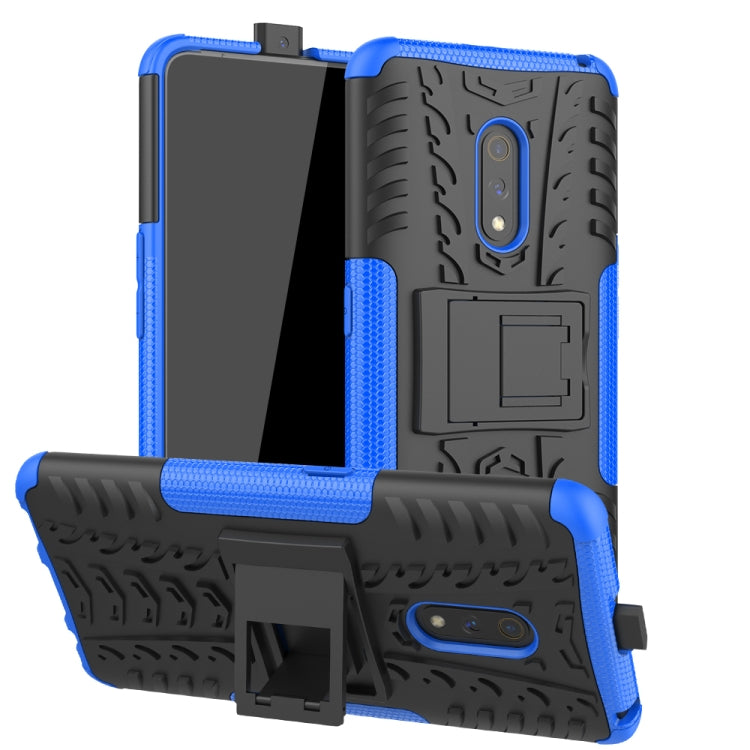 For OPPO Realme X Tire Texture TPU + PC Shockproof Case with Holder