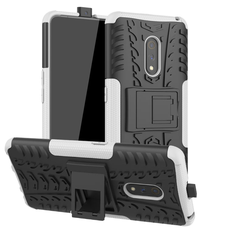 For OPPO Realme X Tire Texture TPU + PC Shockproof Case with Holder