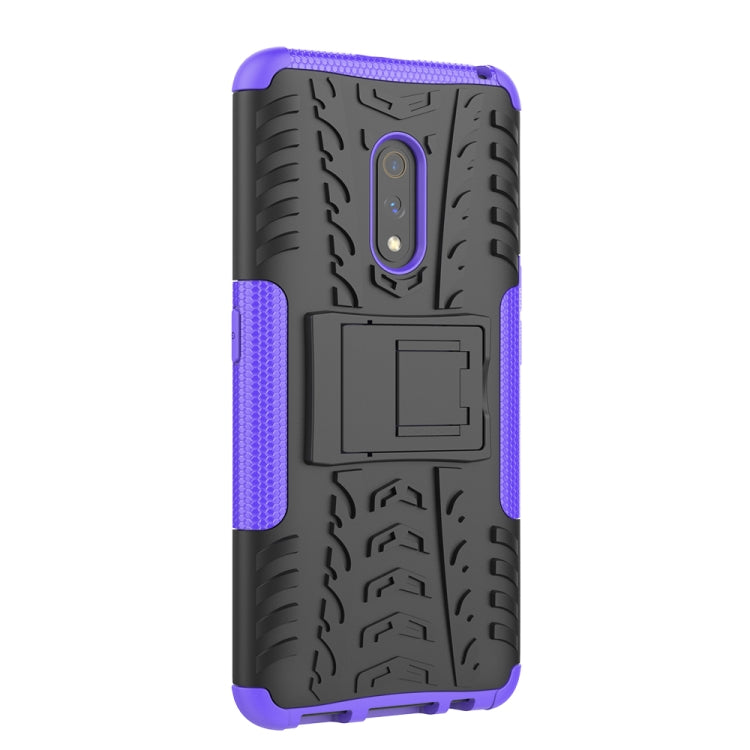 For OPPO Realme X Tire Texture TPU + PC Shockproof Case with Holder