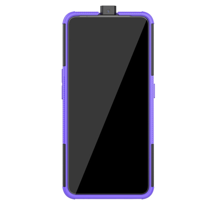 For OPPO Realme X Tire Texture TPU + PC Shockproof Case with Holder