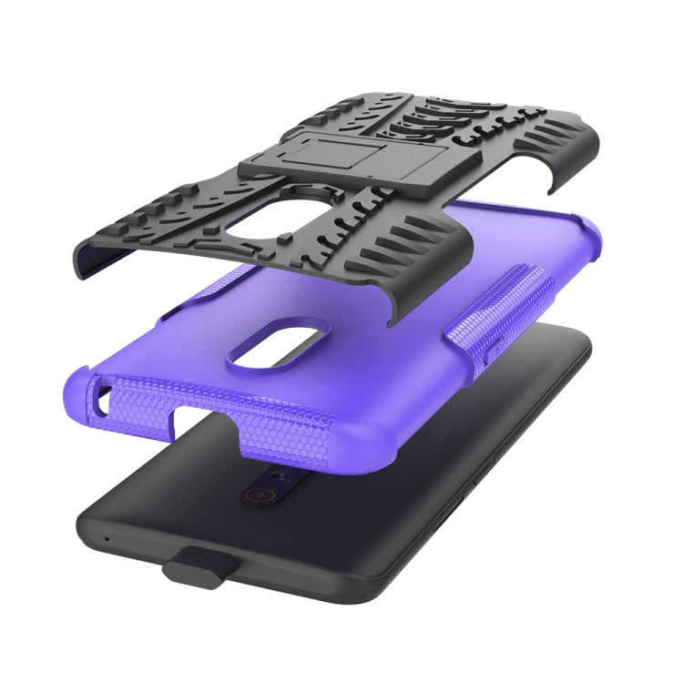 For OPPO Realme X Tire Texture TPU + PC Shockproof Case with Holder