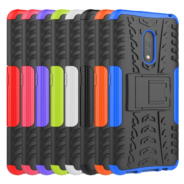 For OPPO Realme X Tire Texture TPU + PC Shockproof Case with Holder
