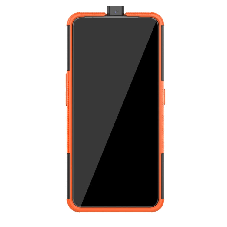 For OPPO Realme X Tire Texture TPU + PC Shockproof Case with Holder