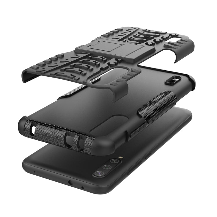 For Xiaomi Mi CC9e Tire Texture TPU + PC Shockproof Case with Holder