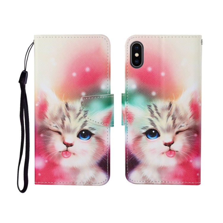 For iPhone X Painted Pattern Horizontal Flip Leathe Case