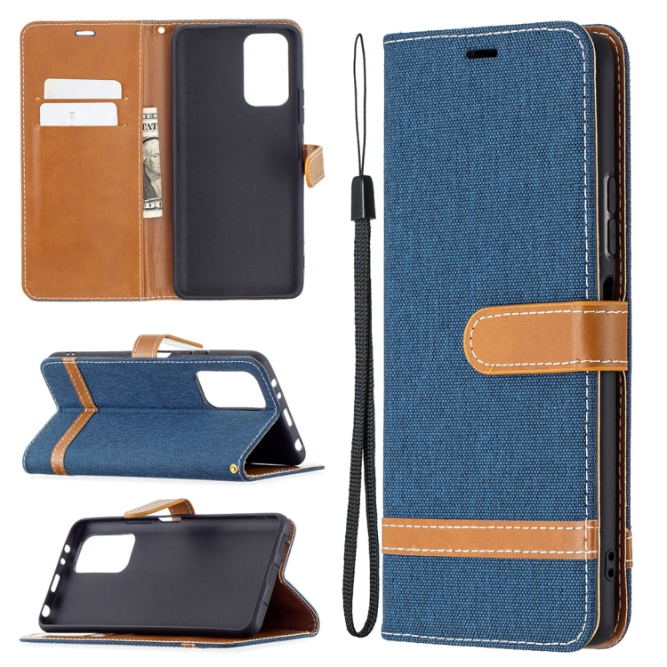 For Xiaomi Redmi Note 10 Pro Color Matching Denim Texture Horizontal Flip Leather Case with Holder & Card Slots & Wallet & Lanyard