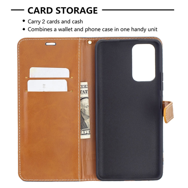 For Xiaomi Redmi Note 10 Pro Color Matching Denim Texture Horizontal Flip Leather Case with Holder & Card Slots & Wallet & Lanyard