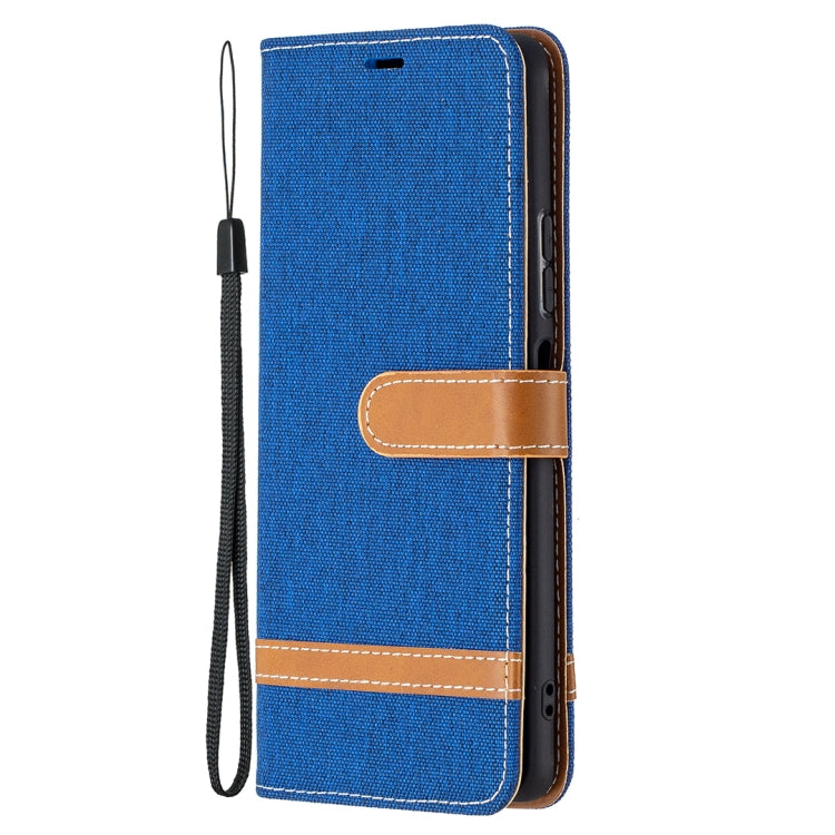 For Xiaomi Redmi Note 10 Pro Color Matching Denim Texture Horizontal Flip Leather Case with Holder & Card Slots & Wallet & Lanyard