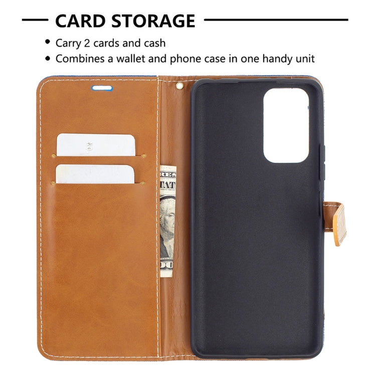 For Xiaomi Redmi Note 10 Pro Color Matching Denim Texture Horizontal Flip Leather Case with Holder & Card Slots & Wallet & Lanyard