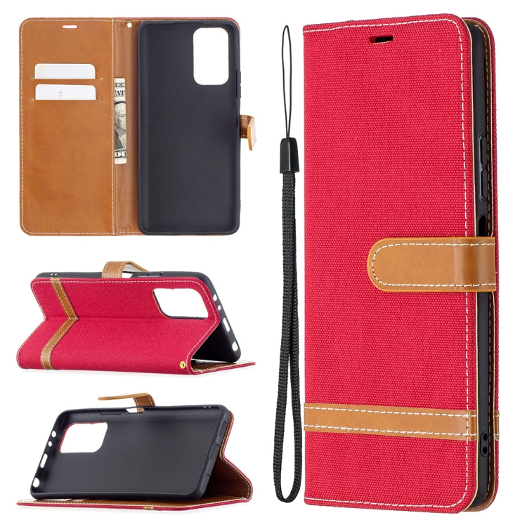 For Xiaomi Redmi Note 10 Pro Color Matching Denim Texture Horizontal Flip Leather Case with Holder & Card Slots & Wallet & Lanyard