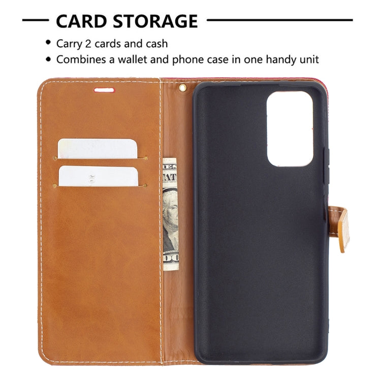 For Xiaomi Redmi Note 10 Pro Color Matching Denim Texture Horizontal Flip Leather Case with Holder & Card Slots & Wallet & Lanyard