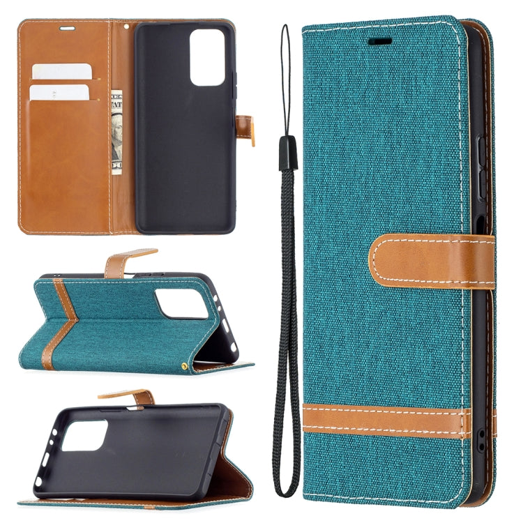 For Xiaomi Redmi Note 10 Pro Color Matching Denim Texture Horizontal Flip Leather Case with Holder & Card Slots & Wallet & Lanyard