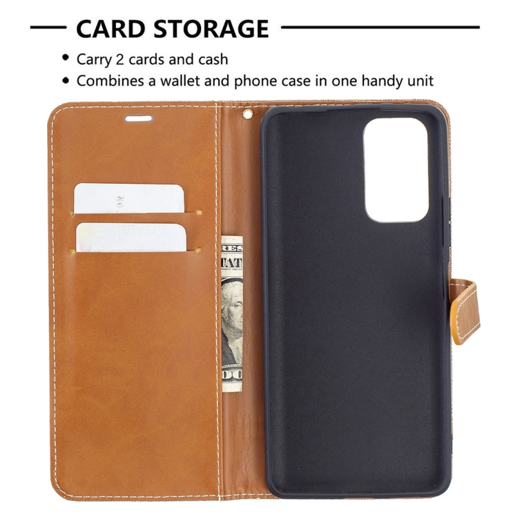 For Xiaomi Redmi Note 10 Pro Color Matching Denim Texture Horizontal Flip Leather Case with Holder & Card Slots & Wallet & Lanyard