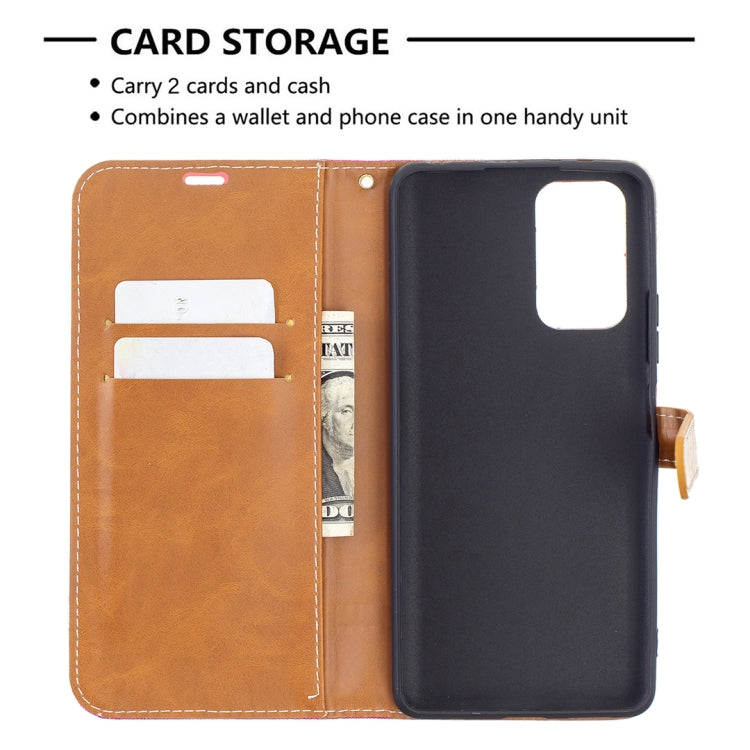 For Xiaomi Redmi Note 10 Pro Color Matching Denim Texture Horizontal Flip Leather Case with Holder & Card Slots & Wallet & Lanyard