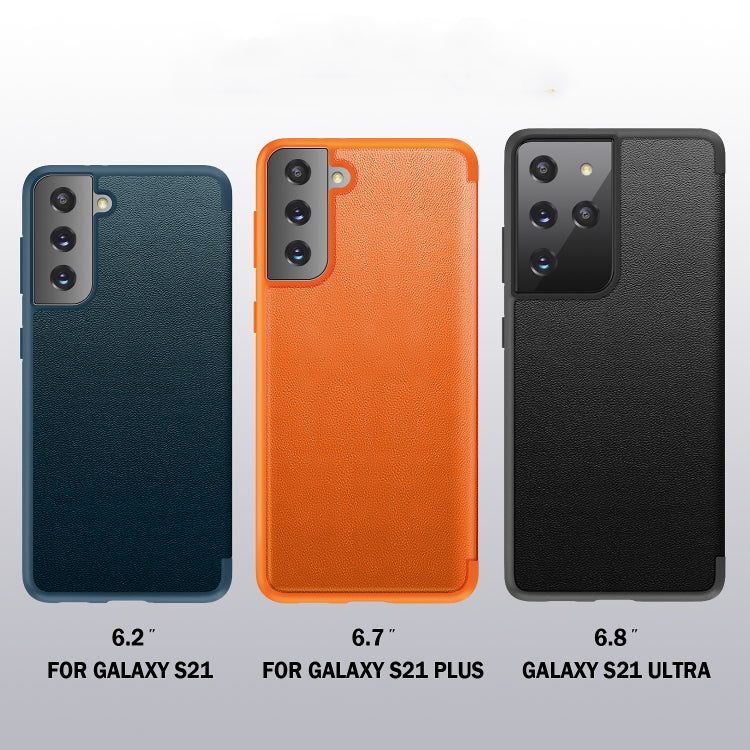 For Samsung Galaxy S21 5G Magnetic Side Window View Shockproof Horizontal Flip Leather Case