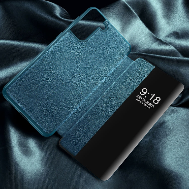 For Samsung Galaxy S21+ 5G Magnetic Side Window View Shockproof Horizontal Flip Leather Case