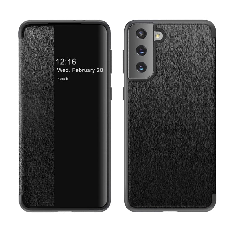 For Samsung Galaxy S21+ 5G Magnetic Side Window View Shockproof Horizontal Flip Leather Case