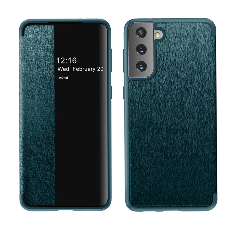 For Samsung Galaxy S21+ 5G Magnetic Side Window View Shockproof Horizontal Flip Leather Case