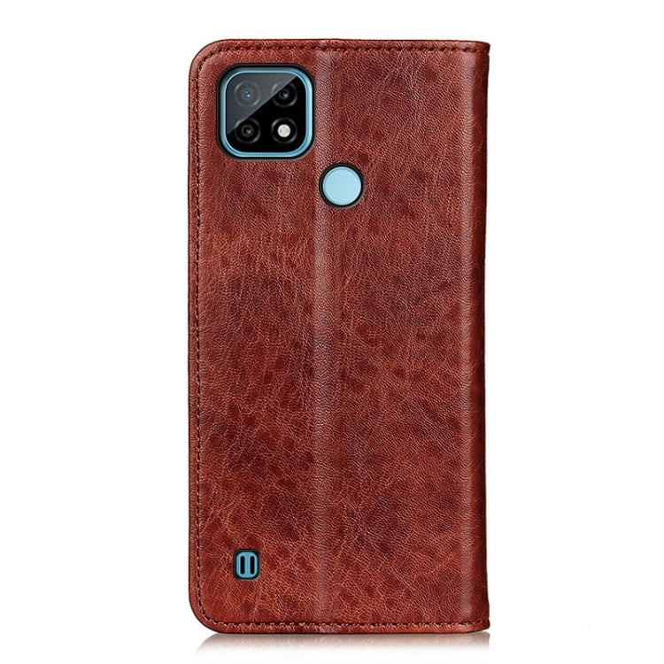 For OPPO Realme C21 Magnetic Crazy Horse Texture Horizontal Flip Leather Case with Holder & Card Slots & Wallet