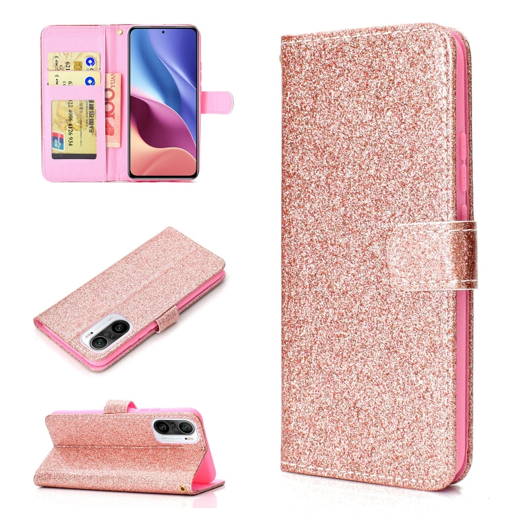 For Xiaomi Redmi Note 10 Glitter Powder Horizontal Flip Leather Case with Card Slots & Holder & Photo Frame & Wallet