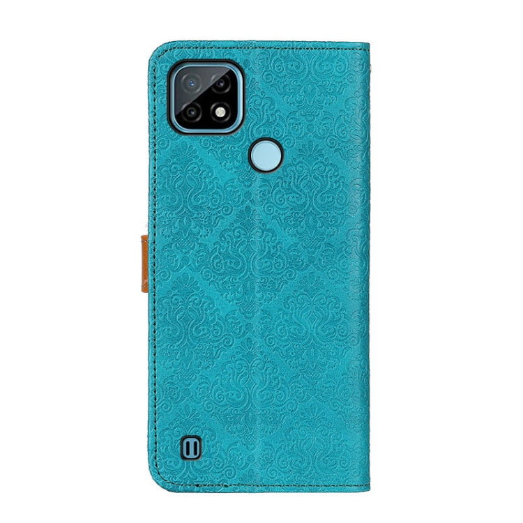 For OPPO Realme C21 European Floral Embossed Copper Buckle Horizontal Flip PU Leather Case with Holder & Card Slots & Wallet & Photo Frame