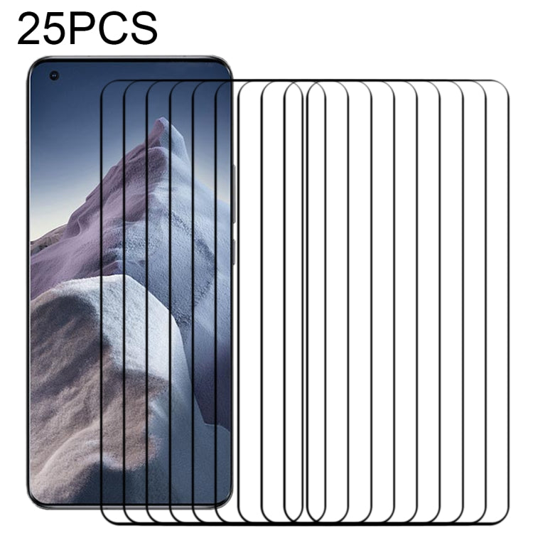 For Xiaomi Mi 11 Ultra 25 PCS Full Glue 9H HD 3D Curved Edge Tempered Glass Film(Black)