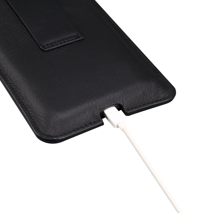 Universal Cow Leather Vertical Mobile Phone Leather Case Waist Bag For 6.7 inch and Below Phones