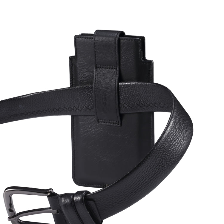 Universal Cow Leather Vertical Mobile Phone Leather Case Waist Bag For 6.7 inch and Below Phones