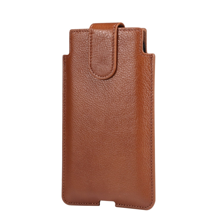 Universal Cow Leather Vertical Mobile Phone Leather Case Waist Bag For 6.7 inch and Below Phones