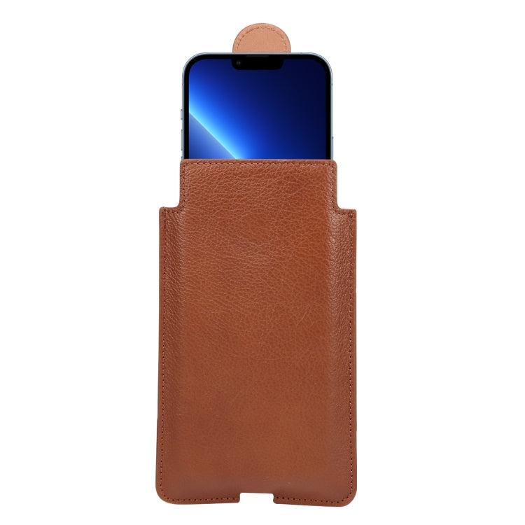 Universal Cow Leather Vertical Mobile Phone Leather Case Waist Bag For 6.7 inch and Below Phones