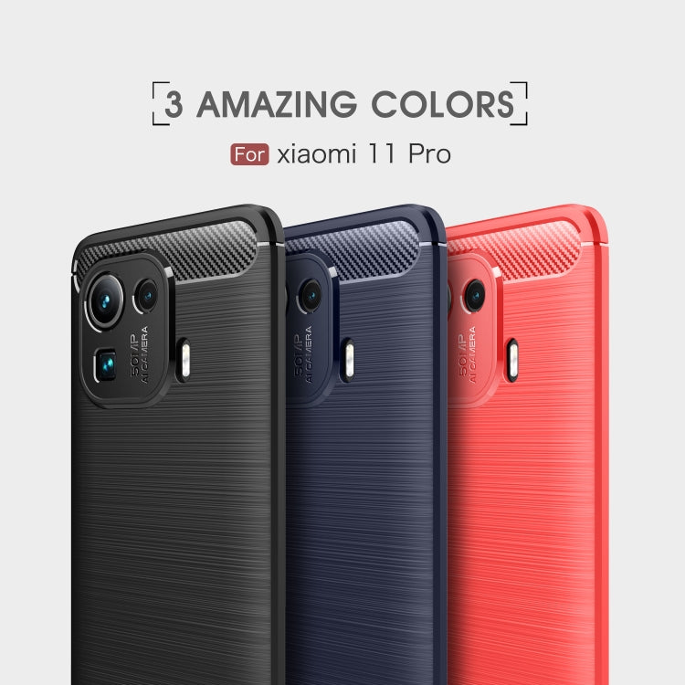 For Xiaomi Mi 11 Pro Brushed Texture Carbon Fiber TPU Case